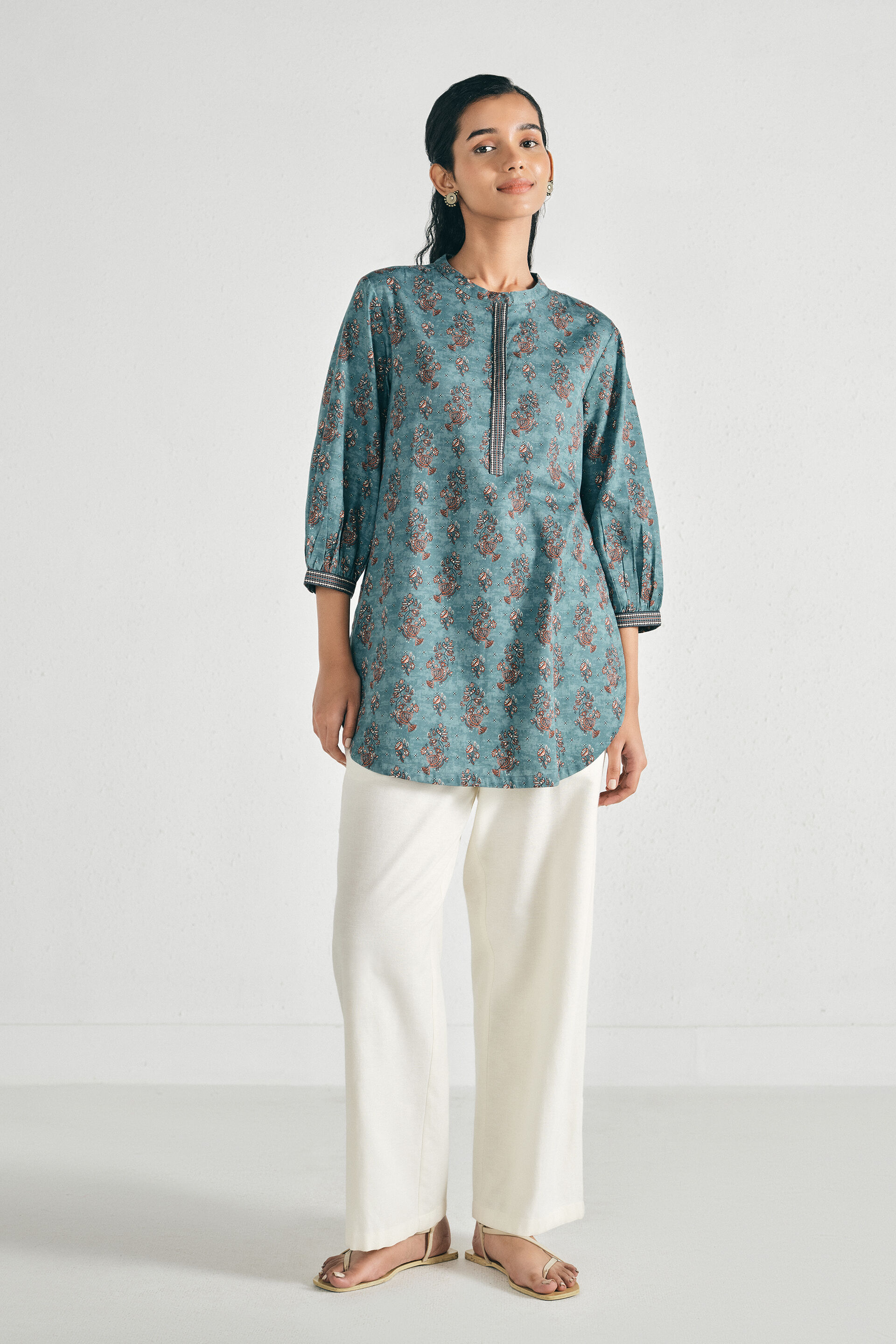 Baani Blue Cotton Tunic, Blue, image 4